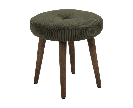 Taburete FRISCO, D40xH43cm. Pārvalks: vēja audums olīvzaļš 180, kājas: gumijas koka dūmu traips, lakots Taburete