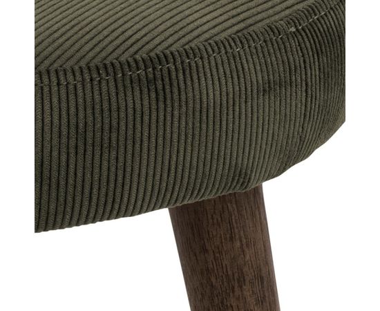 Taburete FRISCO, D40xH43cm. Pārvalks: vēja audums olīvzaļš 180, kājas: gumijas koka dūmu traips, lakots Taburete