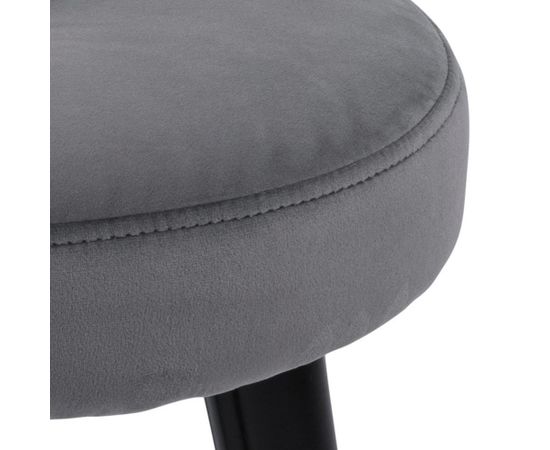 Stool FRISCO, D40xH43cm. Cover: VIC fabric dark grey 28, legs: rubber wood, black stained lacquered