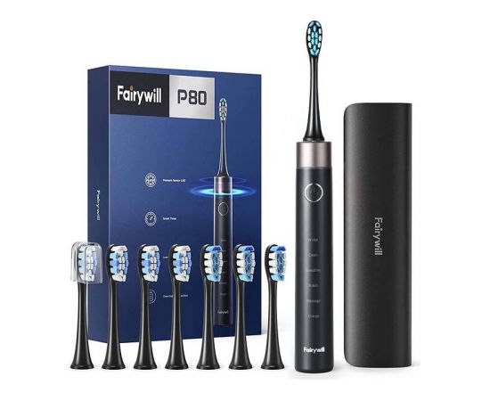 FairyWill Sonic toothbrush with head set and case FW-P80 (Black)