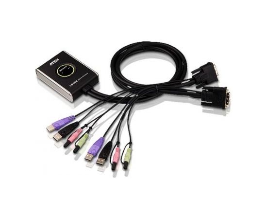 Aten 2-Port USB DVI/Audio Cable KVM Switch with Remote Port Selector