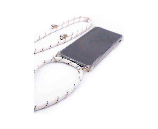 Evelatus Samsung A50 Case with rope White Stripes Transparent