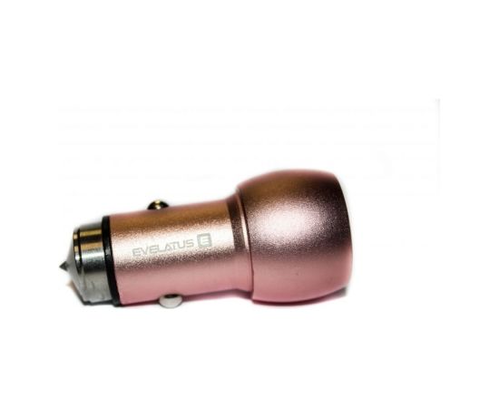 Evelatus Universal Car Charger ECC01 PINK 2USB port 3.1A with stainless steel escape tool Pink