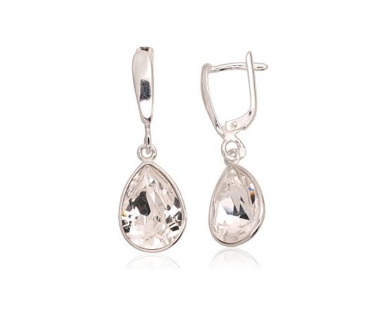 Серебряные серьги на английском замке #2203615_SV, Серебро	925°, Кристаллы swarovski , 6 гр.