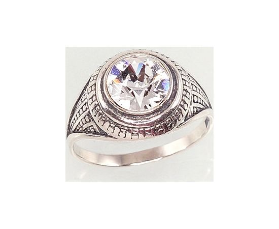 Серебряное кольцо #2100947(POx-Bk)_SV, Серебро	925°, оксид (покрытие), Кристаллы swarovski , Размер: 17.5, 3.8 гр.