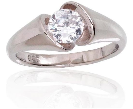 Серебряное кольцо #2101710(PRh-Gr)_CZ, Серебро	925°, родий (покрытие), Цирконы , Размер: 18, 5.1 гр.