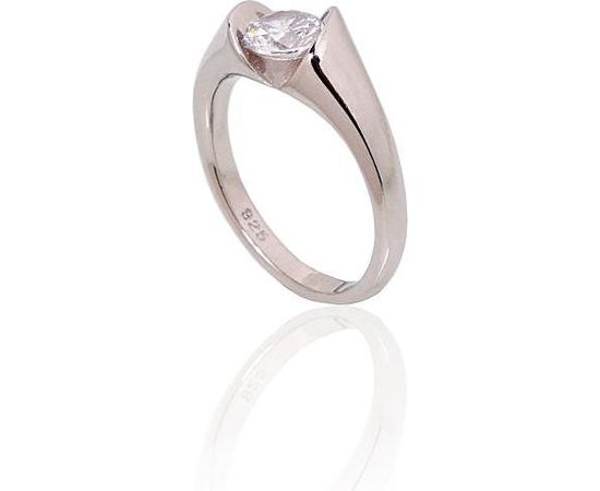 Серебряное кольцо #2101710(PRh-Gr)_CZ, Серебро	925°, родий (покрытие), Цирконы , Размер: 18, 5.1 гр.