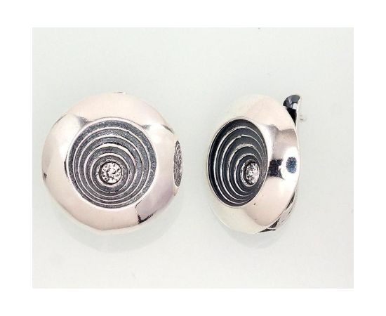 Sudraba auskari  #2202769(POx-Bk)_CZ, Sudrabs	925°, oksīds (pārklājums), Cirkoni , 5.5 gr. Ar "angļu" slēdzēju