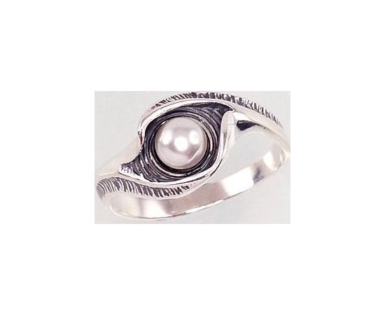 Sudraba gredzens #2100931(POX-BK)_PE, Sudrabs	925°, oksids (pārklājums), Pērles , Izmērs: 17, 2.8 gr.