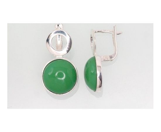 Серебряные серьги #2202854_PC-LG, Серебро	925°, Светло-зеленый Пластик , 4.9 гр.