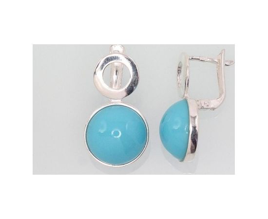 Sudraba auskari  #2202854_PC-LB, Sudrabs	925°, Debess zils plastika , 5 gr. Ar "angļu" slēdzēju