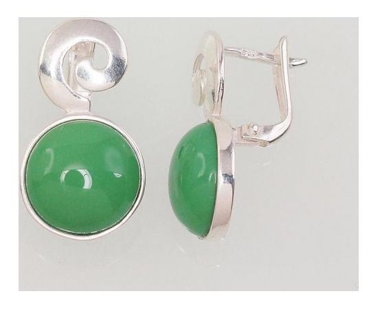 Серебряные серьги #2202853_PC-LG, Серебро	925°, Светло-зеленый Пластик , 5.4 гр.