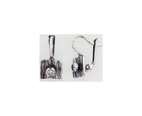 Серебряные серьги #2202759(POX-BK)_CZ, Серебро	925°, оксид (покрытие), Цирконы , 3.2 гр.