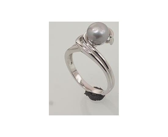 Sudraba gredzens #2101457(PRH-GR)_PE-GR, Sudrabs	925°, rodijs (pārklājums),  pērles , Izmērs: 16.5, 3.4 gr.