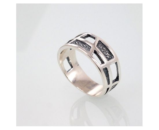 Серебряное кольцо #2101390(POX-BK), Серебро	925°, оксид (покрытие), Размер: 17, 3.9 гр.