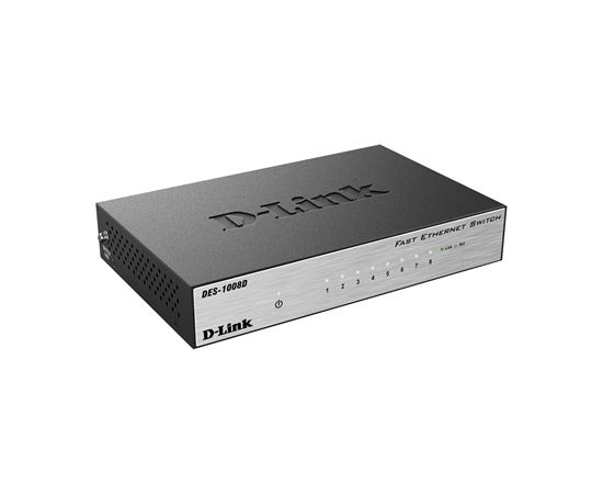 D-Link Switch DES-1008D Unmanaged, Desktop, 10/100 Mbps (RJ-45) ports quantity 8, Power supply type Single