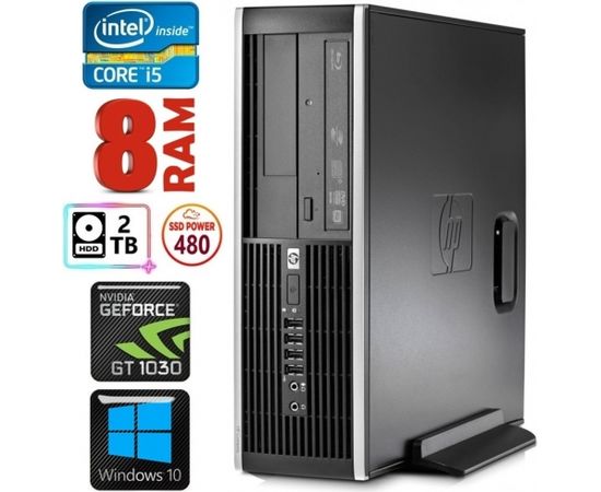 HP 8100 Elite SFF i5-750 8GB 480SSD+2TB GT1030 2GB DVD WIN10