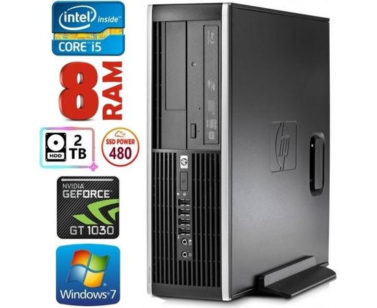 HP 8100 Elite SFF i5-750 8GB 480SSD+2TB GT1030 2GB DVD WIN7Pro