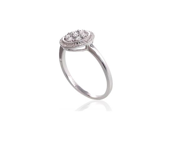 Золотое кольцо #1101029(Au-W)_DI, Белое Золото	585°, Бриллианты (0,2Ct), Размер: 18.5, 3.09 гр.