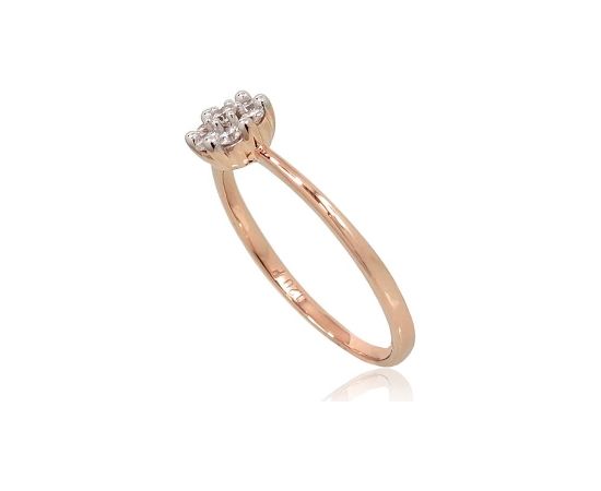 Золотое кольцо #1100692(Au-R+PRh-W)_DI, Красное Золото	585°, родий (покрытие) , Бриллианты (0,2Ct), Размер: 17, 1.69 гр.