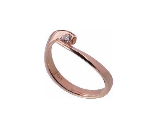 Золотое кольцо #1100382(Au-R)_DI, Красное Золото	585°, Бриллианты (0,13Ct), Размер: 17, 2.78 гр.