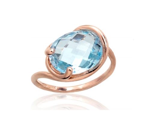 Zelta gredzens #1100958(Au-R)_TZLB, Sarkanais Zelts	585°, Debess zils topāzs , Izmērs: 18, 3.95 gr.