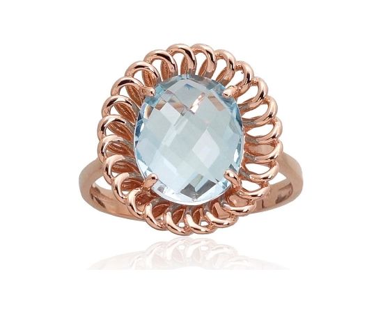 Золотое кольцо #1100960(Au-R)_TZLB, Красное Золото	585°, Небесно-голубой топаз , Размер: 19, 4.5 гр.