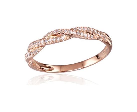 Золотое кольцо #1100122(Au-R)_DI, Красное Золото	585°, Бриллианты (0,126Ct), Размер: 16.5, 1.64 гр.