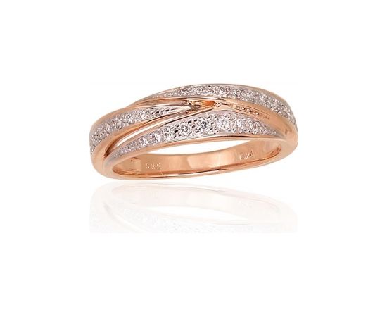 Золотое кольцо #1100950(Au-R+PRh-W)_DI, Красное Золото	585°, родий (покрытие) , Бриллианты (0,24Ct), Размер: 18, 4.16 гр.