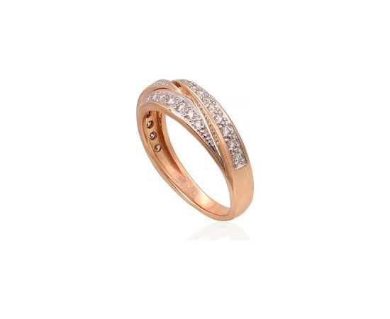 Золотое кольцо #1100950(Au-R+PRh-W)_DI, Красное Золото	585°, родий (покрытие) , Бриллианты (0,24Ct), Размер: 18, 4.16 гр.