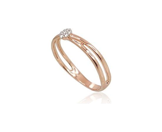 Золотое кольцо #1100691(Au-R+PRh-W)_DI, Красное Золото	585°, родий (покрытие) , Бриллианты (0,07Ct), Размер: 17, 2.01 гр.