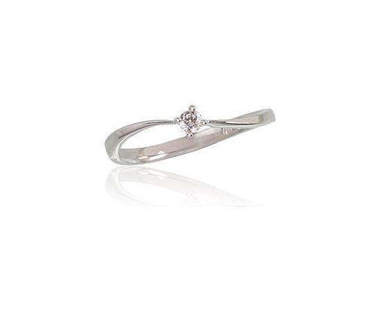 Золотое кольцо #1100555(Au-W)_DI, Белое Золото	585°, Бриллианты (0,07Ct), Размер: 17.5, 1.36 гр.