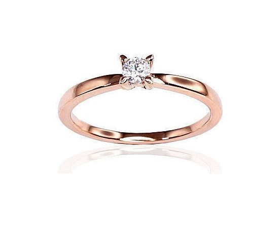 Золотое кольцо #1100154(Au-R)_DI, Красное Золото	585°, Бриллианты (0,15Ct), Размер: 18, 1.96 гр.