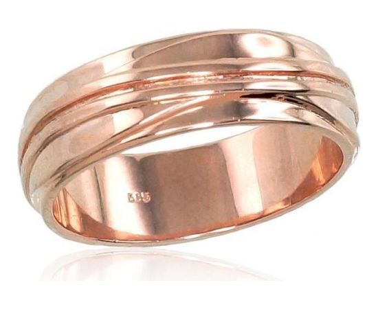 Золотое обручальное кольцо #1100553(AU-R) (Толщина кольца 6mm), Красное золото	585°, Размер: 22, 6.62 гр.