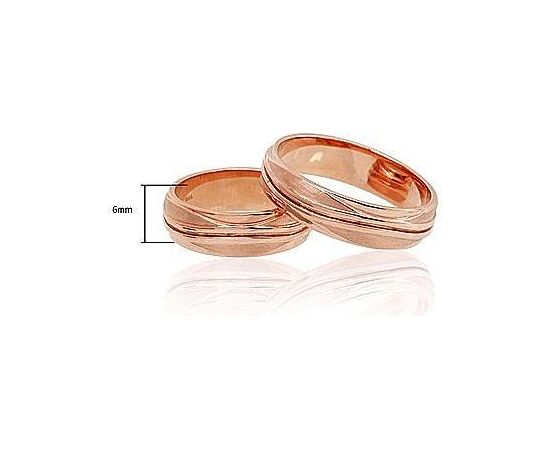 Laulību zelta gredzens #1100545(AU-R) (Gredzena biezums 6mm), Sarkanais zelts	585°, Izmērs: 21, 6.47 gr.