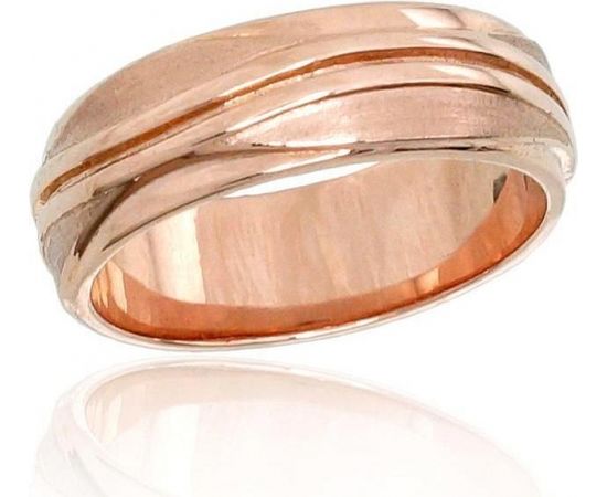Laulību zelta gredzens #1100545(AU-R) (Gredzena biezums 6mm), Sarkanais zelts	585°, Izmērs: 17, 5.37 gr.