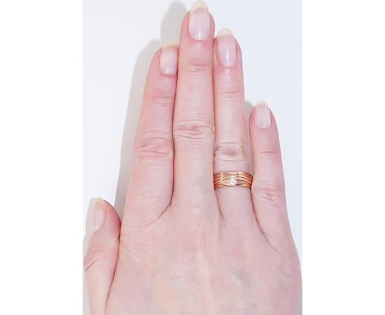 Золотое обручальное кольцо #1100544(AU-R)_CZ (Толщина кольца 6mm), Красное золото	585°, Цирконы , Размер: 17, 4.91 гр.