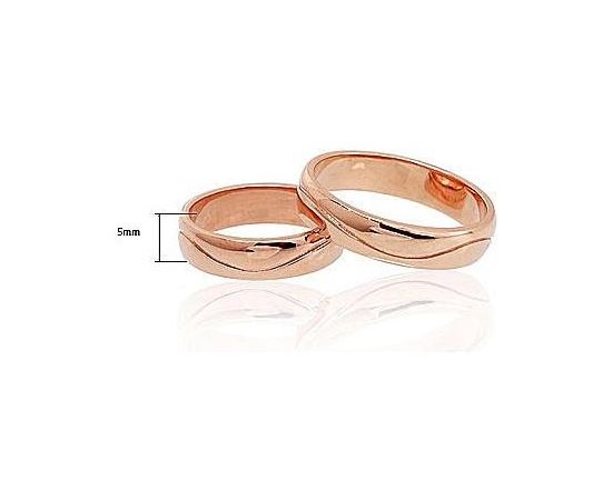 Laulību zelta gredzens #1100101(AU-R) (Gredzena biezums 5mm), Sarkanais zelts	585°, Izmērs: 22.5, 5.04 gr.