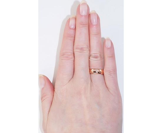 Золотое обручальное кольцо #1100543(AU-R)_CZ (Толщина кольца 5mm), Красное золото	585°, Цирконы , Размер: 17.5, 4.36 гр.