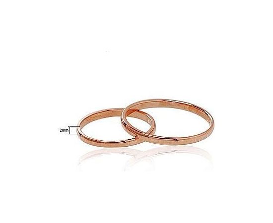 Золотое обручальное кольцо #1100541(AU-R) (Толщина кольца 2mm), Красное золото	585°, Размер: 15.5, 1.01 гр.