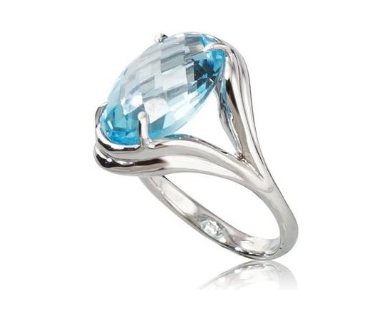 Золотое кольцо #1100113(AU-W)_TZLB, Белое золото	585°, Небесно-голубой топаз , Размер: 18, 6.07 гр.