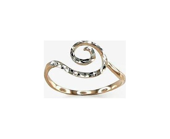 Золотое кольцо #1100075(AU-R+PRH-W), Красное золото	585°, родий (покрытие) , Размер: 15.5, 0.95 гр.