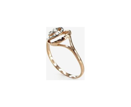 Золотое кольцо #1100074(AU-R+PRH-W), Красное золото	585°, родий (покрытие) , Размер: 15.5, 1.08 гр.