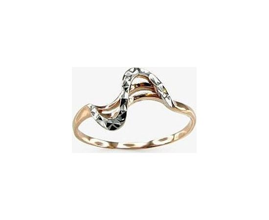 Золотое кольцо #1100069(AU-R+PRH-W), Красное золото	585°, родий (покрытие) , Размер: 16, 1.36 гр.