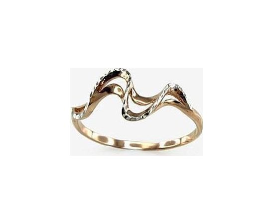Золотое кольцо #1100068(AU-R+PRH-W), Красное золото	585°, родий (покрытие) , Размер: 15.5, 1.11 гр.