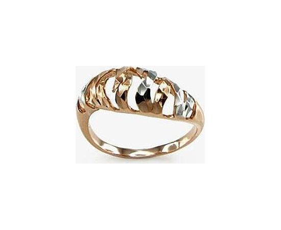 Золотое кольцо #1100066(AU-R+PRH-W), Красное золото	585°, родий (покрытие) , Размер: 15.5, 1.6 гр.