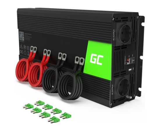 Green Cell INV15 power adapter/inverter Auto 3000 W 12V Black tīrs sinus