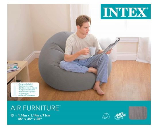 Intex Inflatable Lounge Chair Grey, 114x114x71 cm