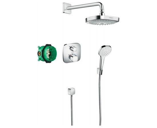 Hansgrohe Croma Select E/Ecostat E Showerset iebūvējams dušas termostata komplekts ar augšējo dušu un rokas dušas klausuli, hroms