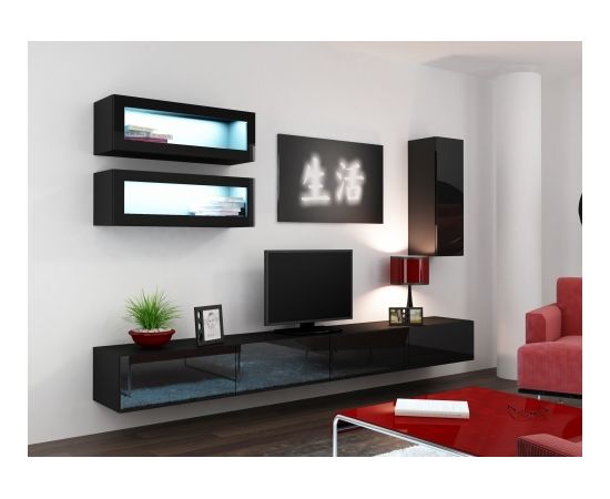 Cama Meble Cama Living room cabinet set VIGO 11 black/black gloss